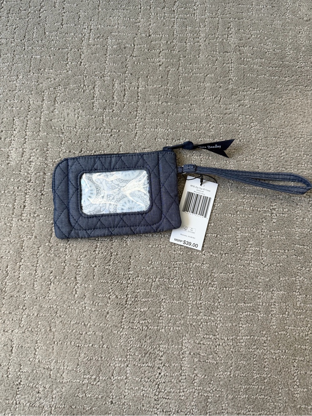 NWT Vera Bradley Quilted RFID Id Wristlet Wallet in denim - Moonlight Navy